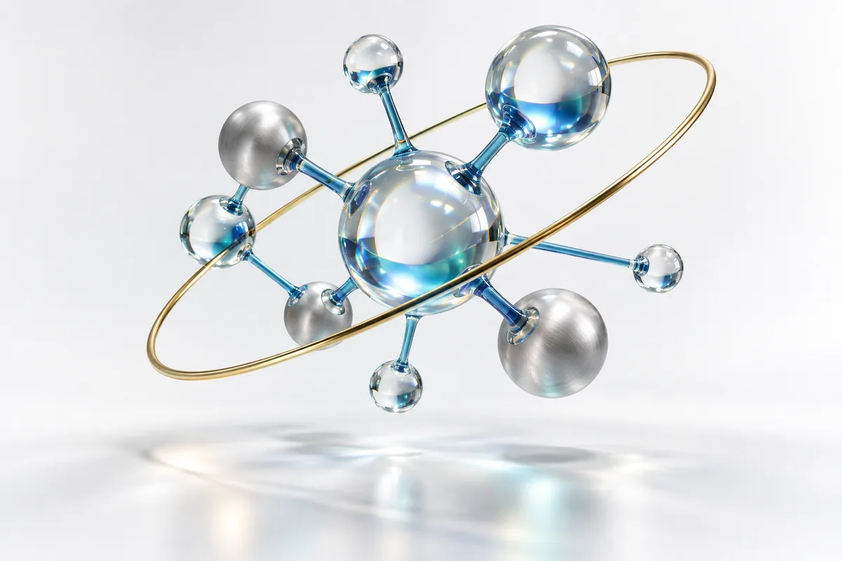 A stylized atomic model illustrates electrons orbiting a nucleus, representing scientific concepts and ai literacy.